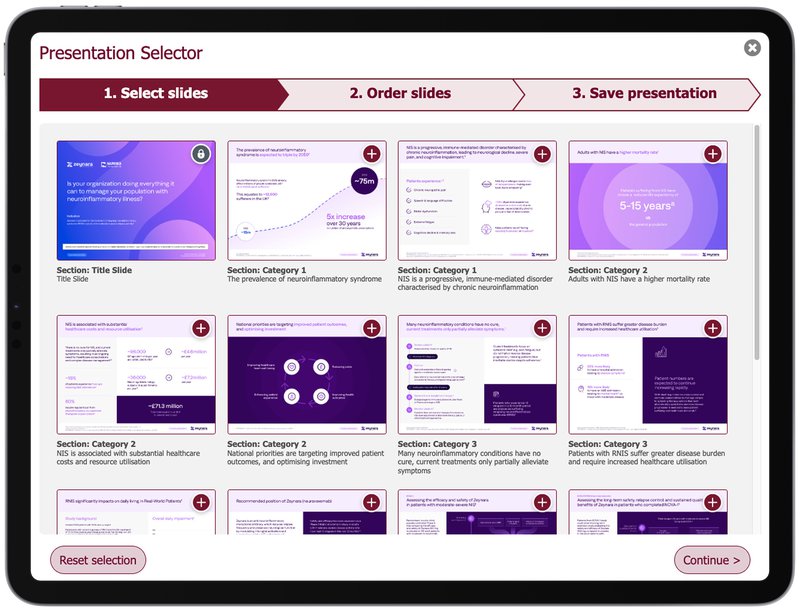 The Presentation Selector from our Value Proposition Slide Builder demo